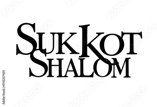 Sukkot Shalom text art design in elegant calligraphy style  