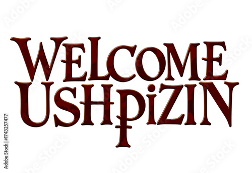 Welcome Ushpizin Text Art for Sukkot Celebration  