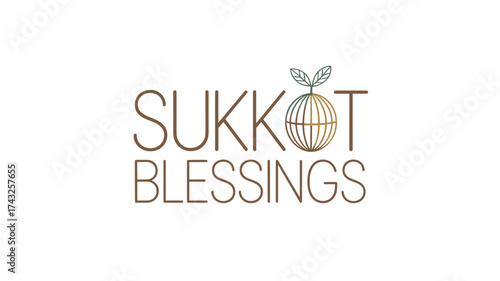 Sukkot blessings text art design with natural elements and colors  