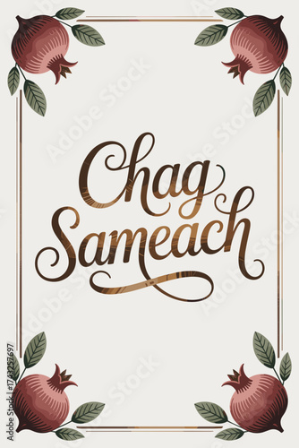 Sukkot Blessings text art with brushstroke style on white background  