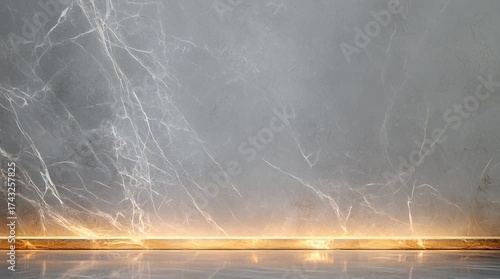Modern Marble Gray Wall with Gold Light