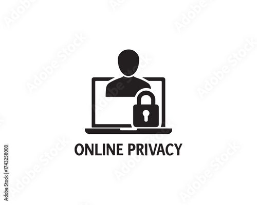 Online privacy silhouette icon vector design illustration.