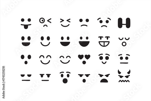 Vector illustration of smiley face icons showing different expressions