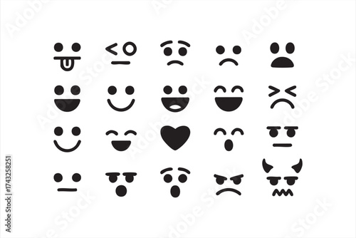 Funny emoji expressions set for communication and social network use