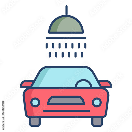car wash linear color icon design