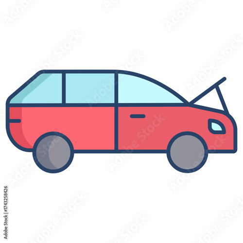 car trunk linear color icon design