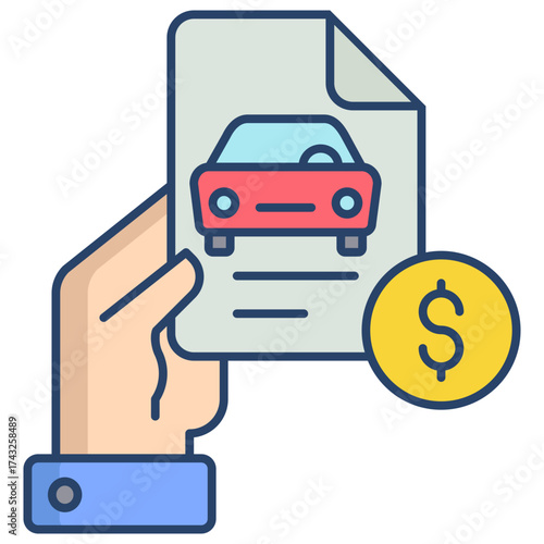 car invoice linear color icon design