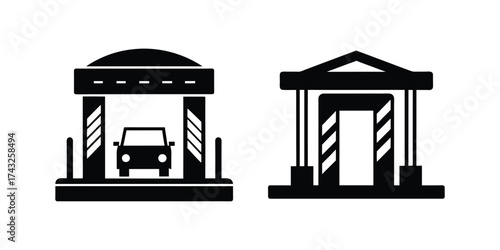 toll booth silhouette vector illustration