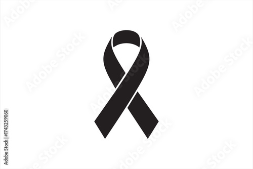 Memorial and grief support vector illustration with black ribbon icon