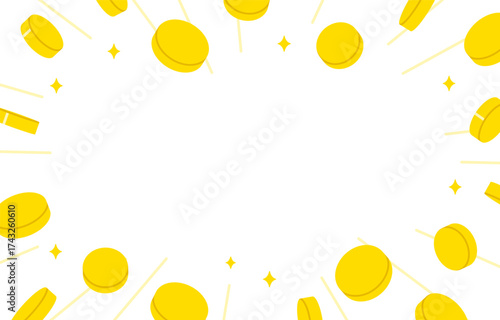コピースペースつきの飛び散るコイン【ベクターイラスト素材】
