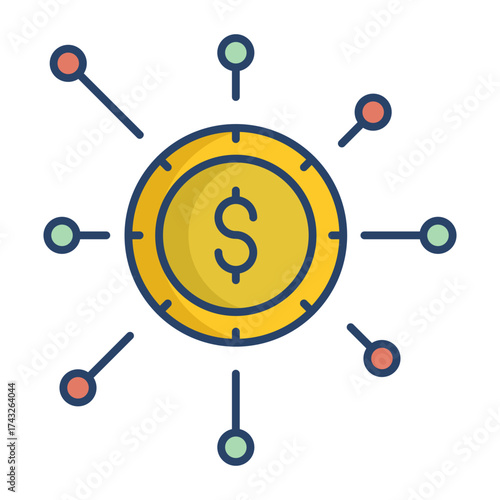 business connection linear color icon design