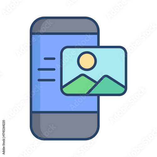 mobile and image linear color icon design