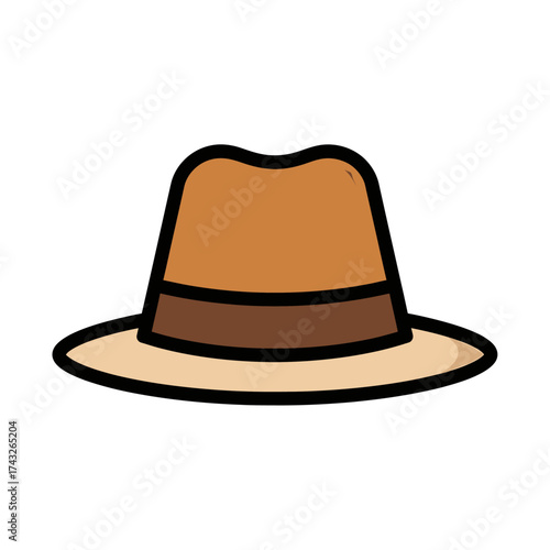 Brown Fedora Hat Illustration, Classic Headwear for a Stylish Look