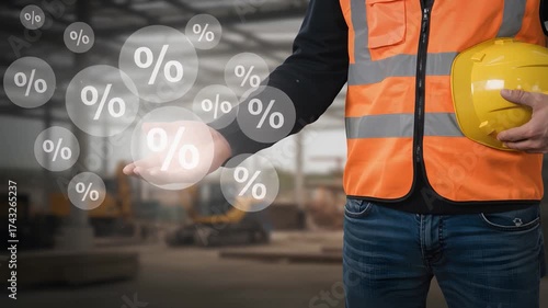 Percentage construction worker industry interest rate business finance growth sale discount economy investment loan market symbol