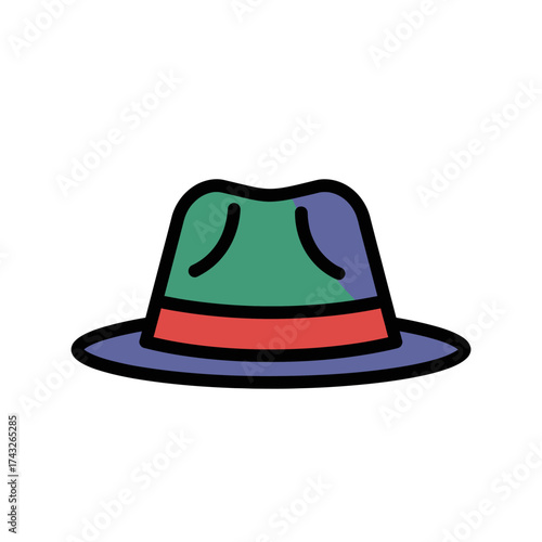 Vibrant and Stylish Fedora Hat Illustration for Fashion and Accessory Designs and Concepts