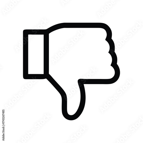 A Simple Black and White Thumbs Down Icon Illustration