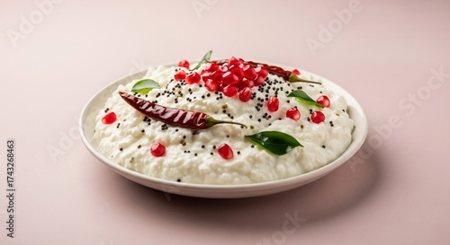 Curd rice south indian yogurt recipe with pomegranate seeds