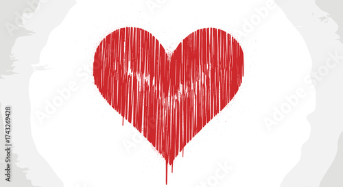 Red Heart Dripping Paint Abstract Art.