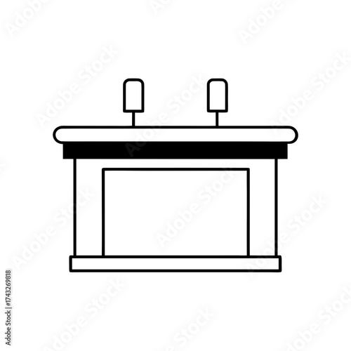 Simple podium with two microphones on transparent background