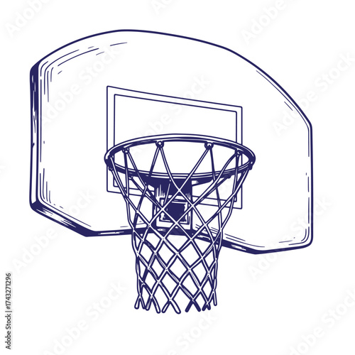 Vintage hand drawn illustration of a basketball hoop perfect for sports designs