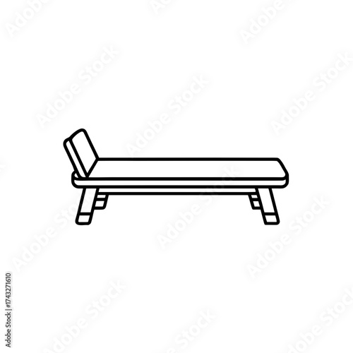 Outline of a simple workout bench on transparent background
