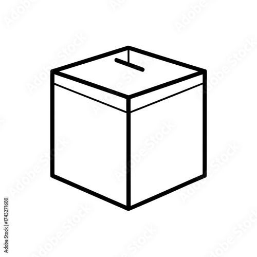 Simple outline of a donation box on transparent background