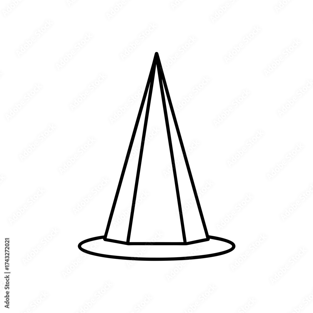 Fototapeta premium Simple outline of a pointed hat on transparent background