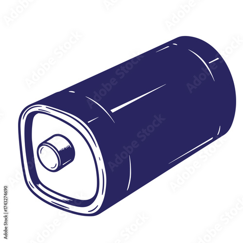 Vintage illustrated aa battery cell isolated on white background for energy related designs