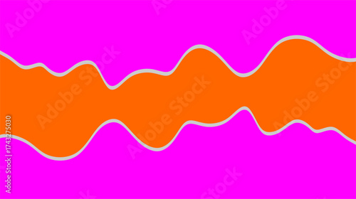 Wavy ice cream pattern. Ice cream wavy drip illustration. Ice cream drip illustration. Melted ice cream pattern. Liquid icecream on orange background.