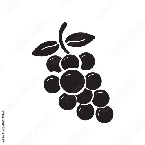 wine icon in flat style, black grapes vector illustration