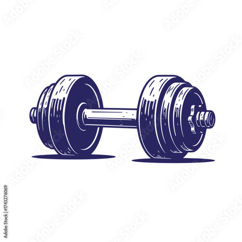 Vintage style dumbbell illustration ready for workout training and fitness projects