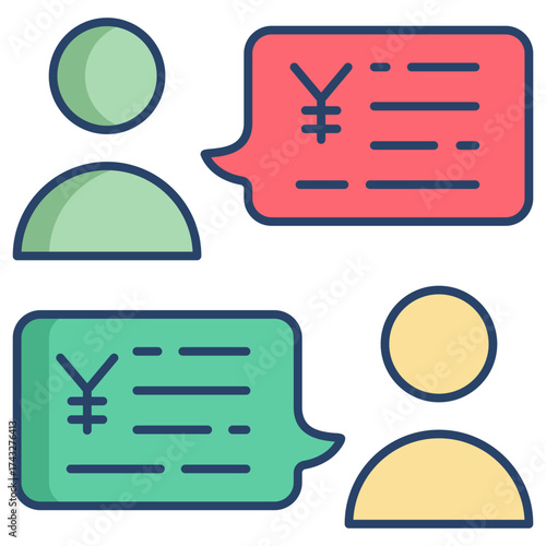 yen financial planning linear color icon design