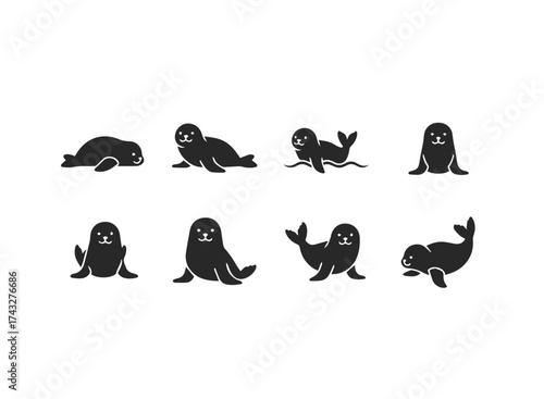Cute Seal Icons Collection.
