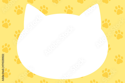 猫のかわいいフレームイラスト（イエロー）