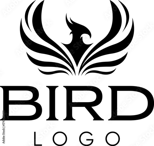 simple black abstract bird phoenix falcon pigeon eagle hawk raptor cockatoo swallow vector icon logo design