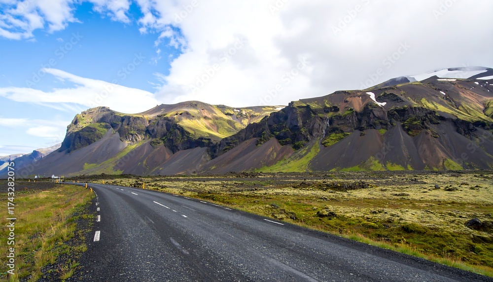 Fototapeta premium Scenic View of Mountain Road under a Cloudy Sky