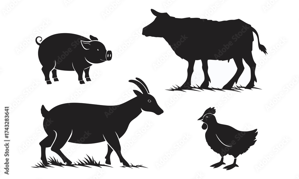 Fototapeta premium farm animals collection vector