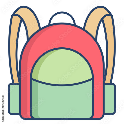 school bag linear color icon design