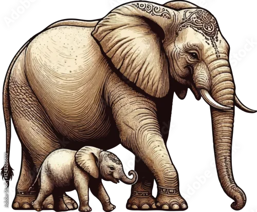 Fototapeta Elephant Family