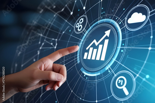 Futuristic Digital Interface with Growth Chart  Technology and Innovation Concept