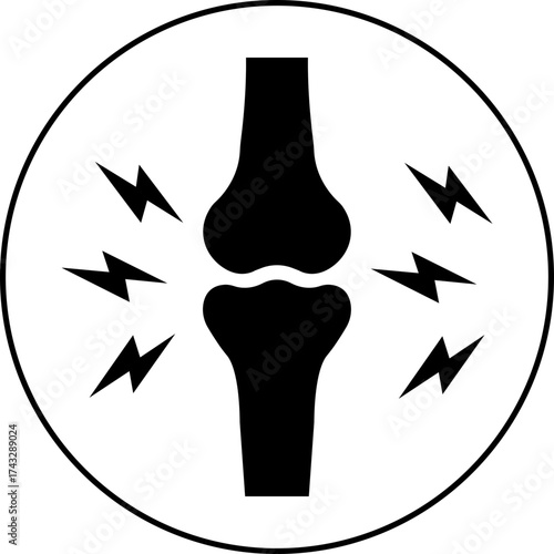 Joint inflammation icon. Arthritis pain medical symbol, bone ache health care sign, knee injury problem illustration, orthopedic disease flat vector design isolated on transparent background.