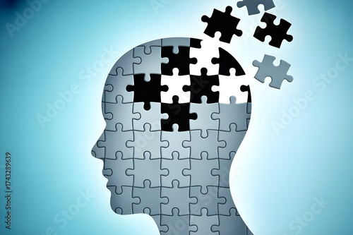 Human Head Puzzle Illustration – Symbol of Mind and Problem Solving