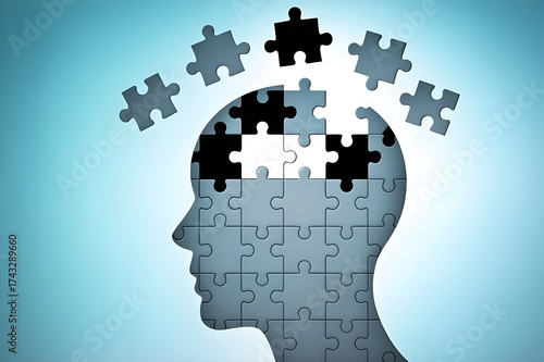 Human Head Puzzle Illustration – Symbol of Mind and Problem Solving