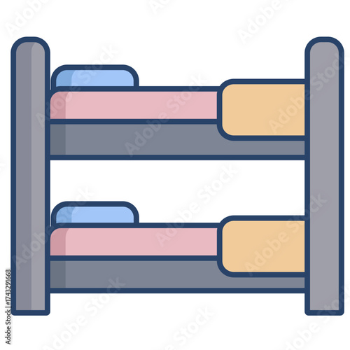 bunk bed linear color icon design