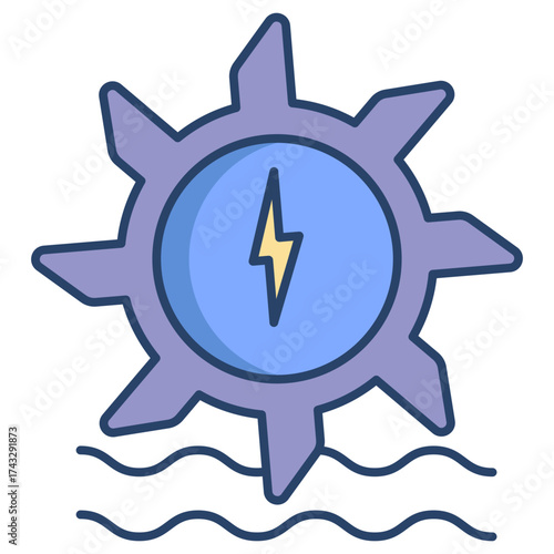 hydro power  linear color icon design