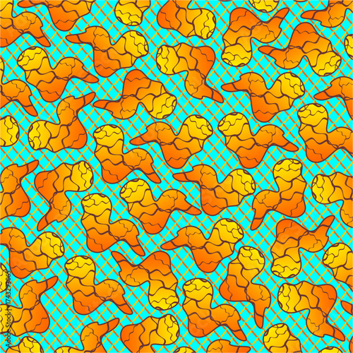 Fried chicken pattern background. Fried chicken seamless pattern background. Fast food fried chicken illustration. Fried chicken wing pattern. Fast food vector illustration. Gradient fast food.