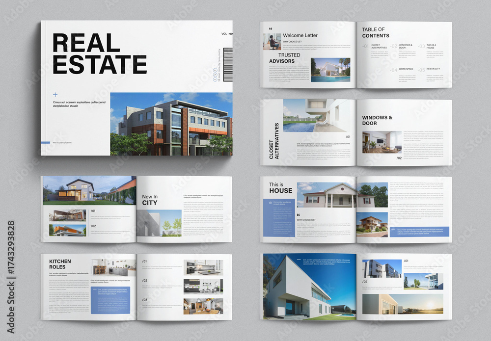 Real Estate Brochure Template Design Layout Landscape Stock Template ...