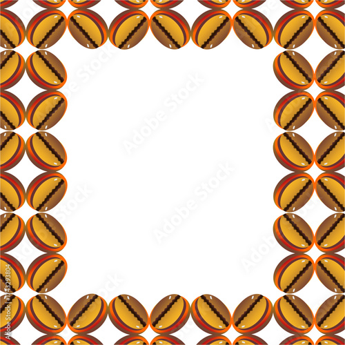Coffee bean pattern. Roasted coffee bean pattern background in frame style. Seamless coffee bean in geometric pattern. Coffee beans pattern for packaging. Space to text.