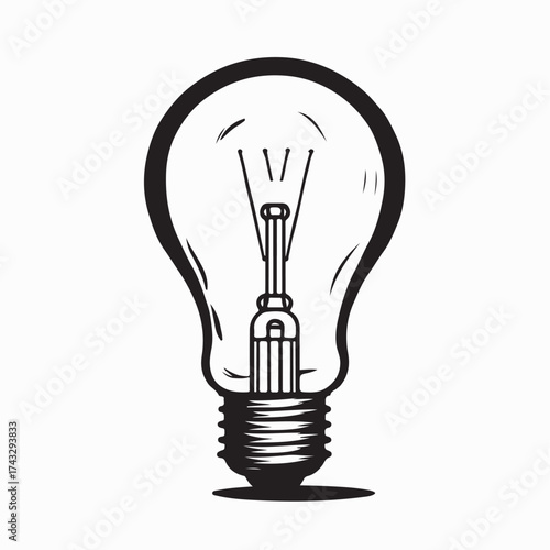Black and White Light Bulb Vector Illustration Icon Design Concept