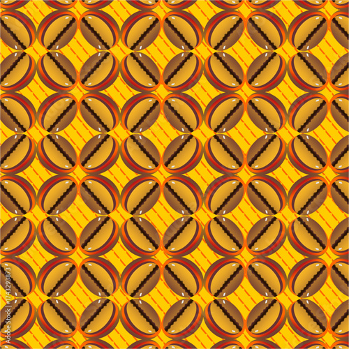 Coffee bean pattern. Roasted coffee bean pattern background. Seamless coffee bean geometric pattern. Coffee beans pattern for packaging.
